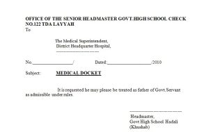  MEDICAL DOCKET FOR GOVT EMPLOYEE